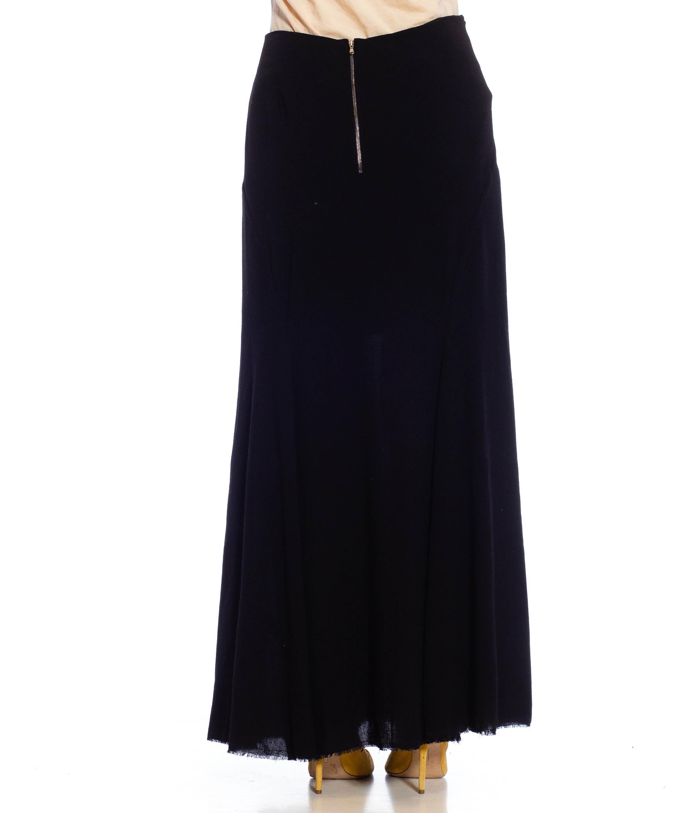 Women's 1990S YOHJI YAMAMOTO Black Wool Blend Asymmetrical Maxi Skirt For Sale