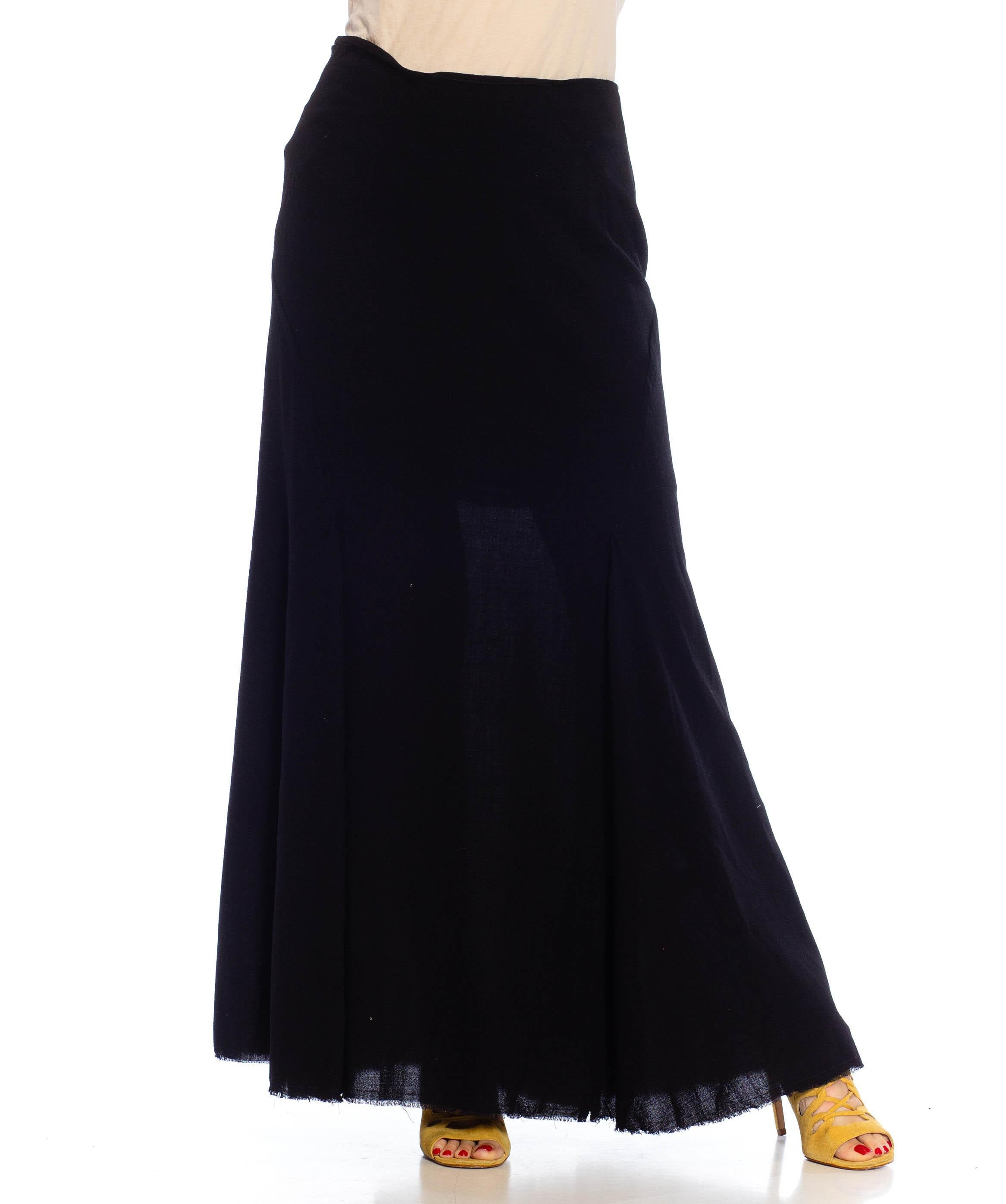 1990S YOHJI YAMAMOTO Black Wool Blend Asymmetrical Maxi Skirt For Sale 2
