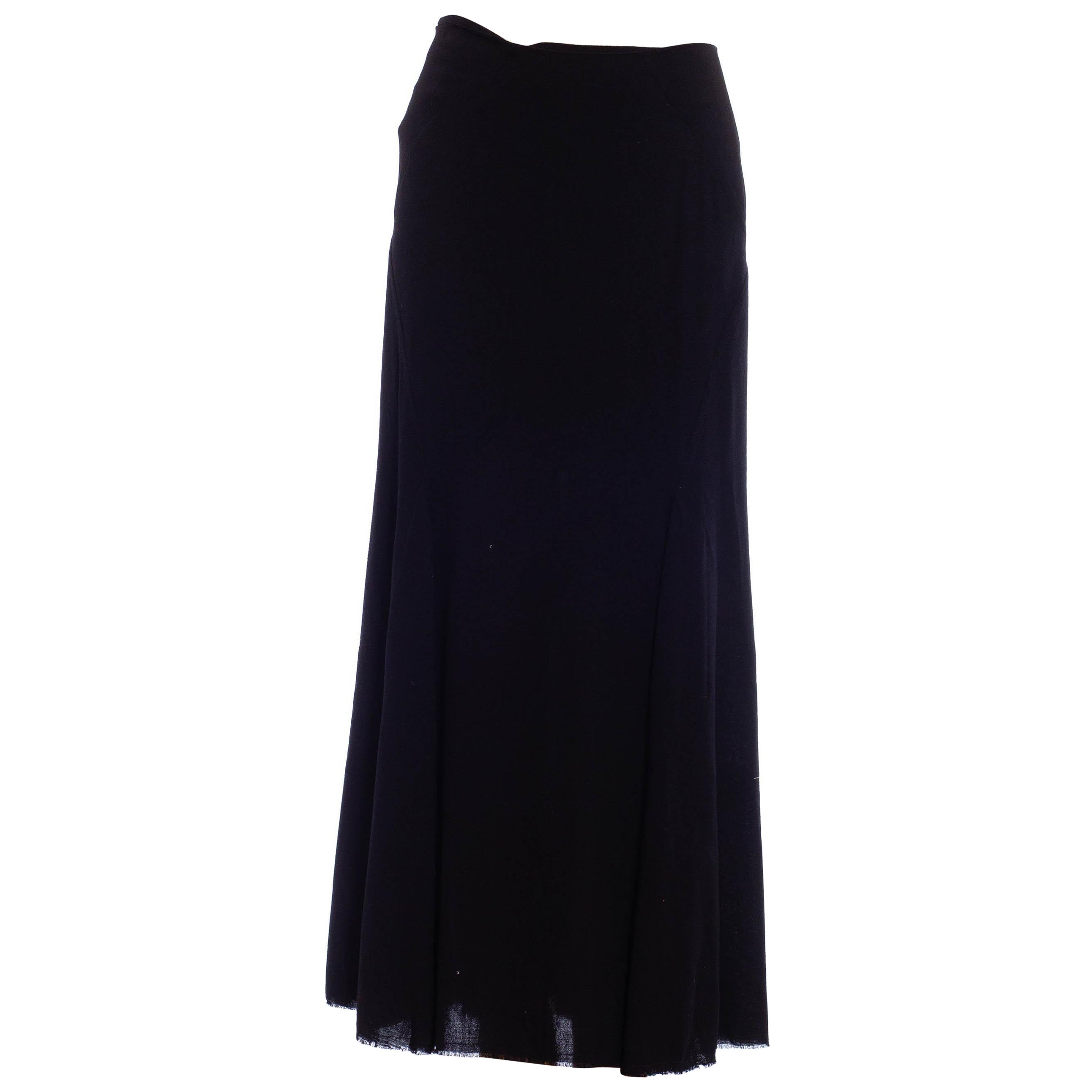 1990S YOHJI YAMAMOTO Maxifalda asimétrica de mezcla de lana negra