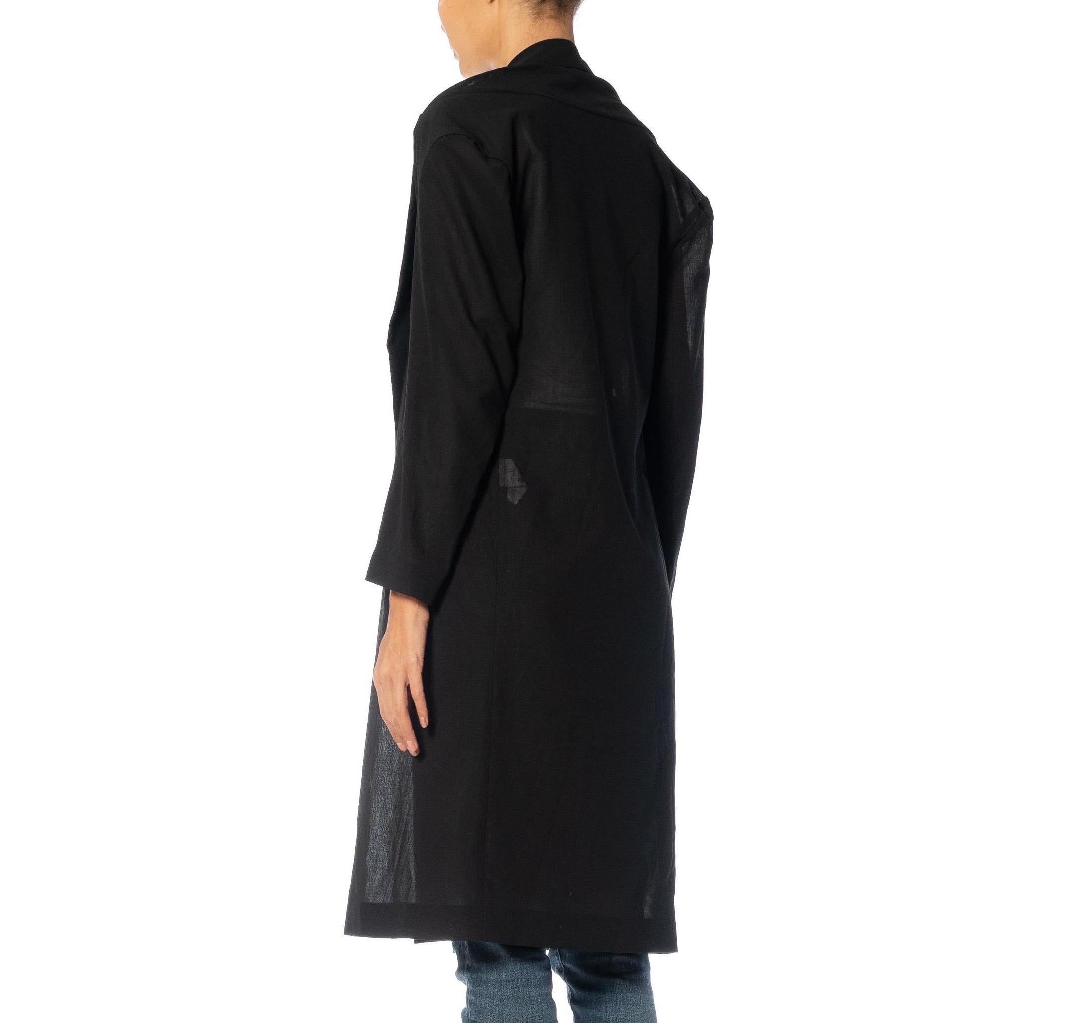 1990S YOHJI YAMAMOTO Black Wool Long Sleeve Sheer Blazer For Sale 2