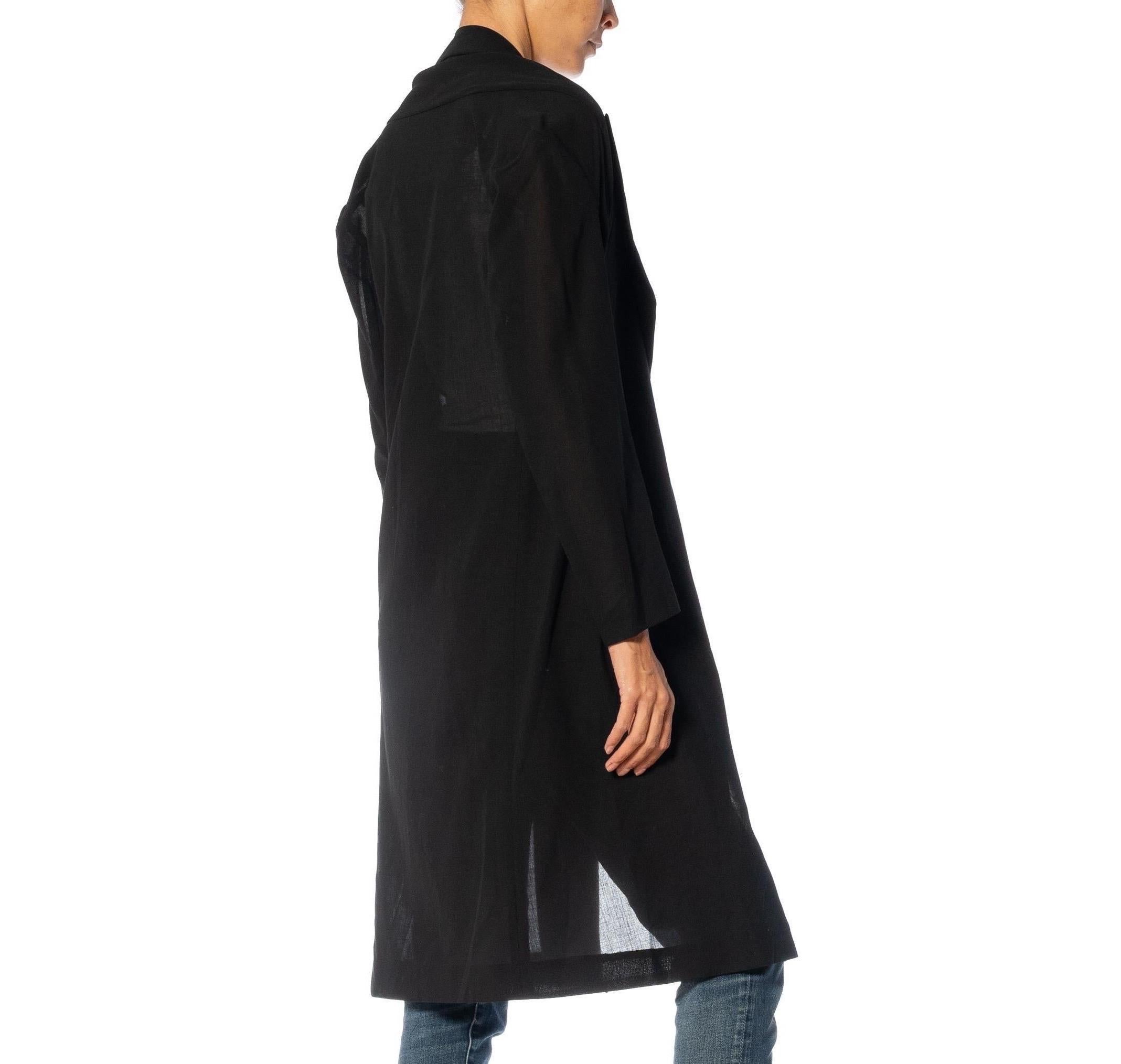1990S YOHJI YAMAMOTO Black Wool Long Sleeve Sheer Blazer For Sale 5