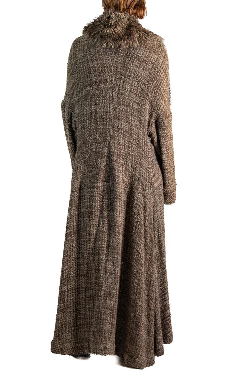 Women's 1990S Yohji Yamamoto Brown Silk Tweed Duster