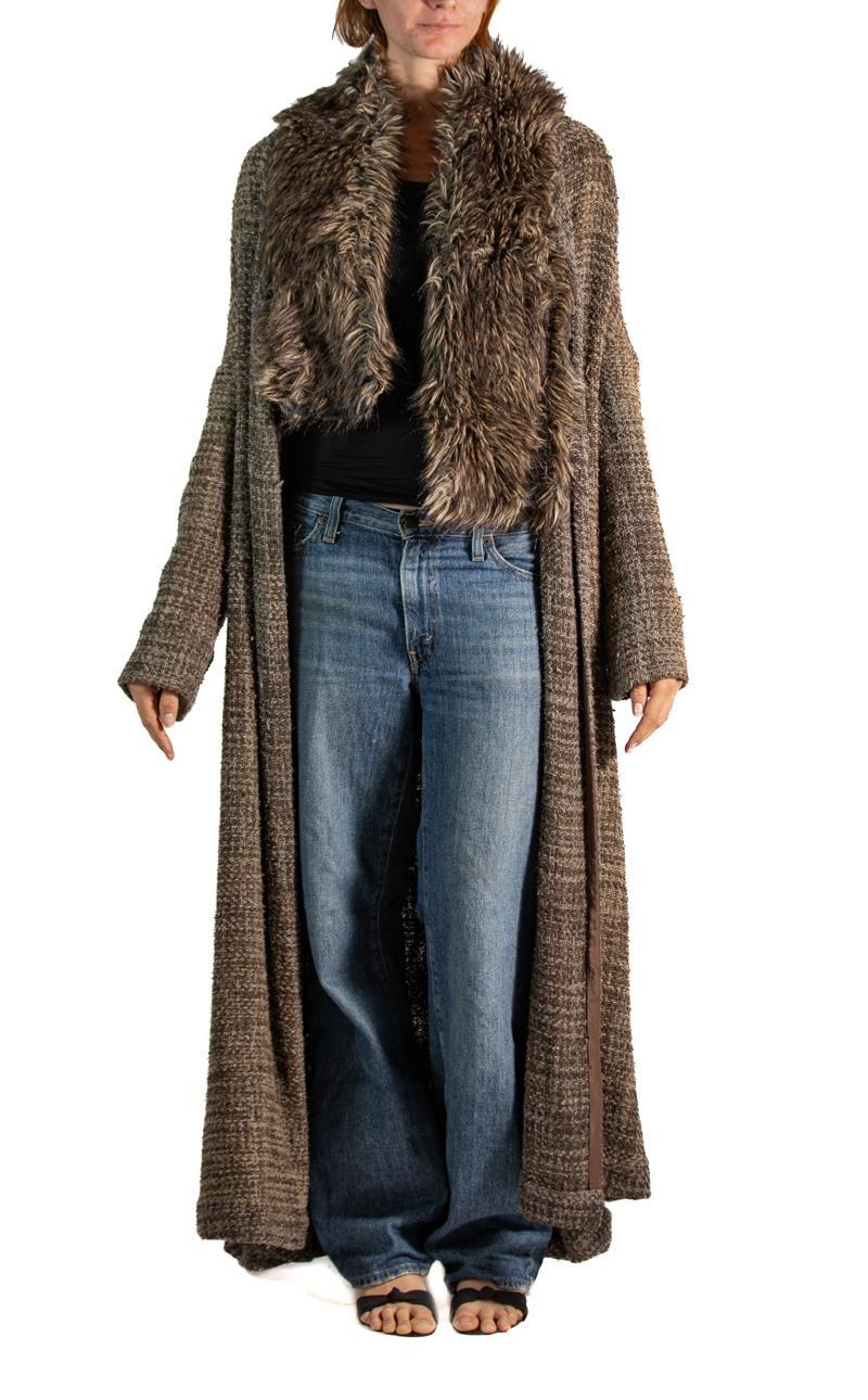 1990S Yohji Yamamoto Brown Silk Tweed Duster 1