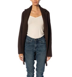 1990S YOHJI YAMAMOTO Brown Wool Knit Long Sleeve Cardigan