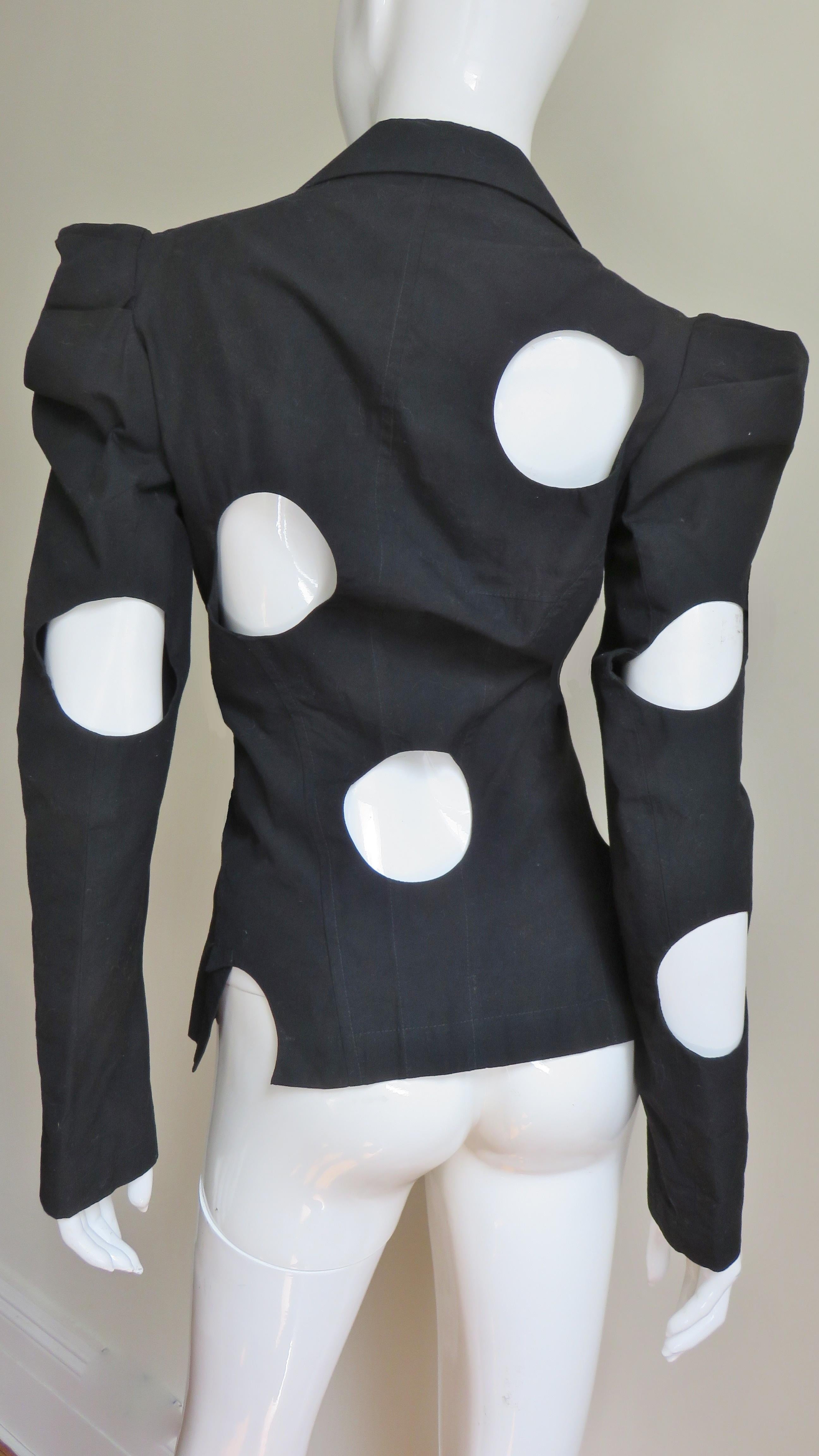 Black 1990S Yohji Yamamoto Jacket with Circle Cutouts