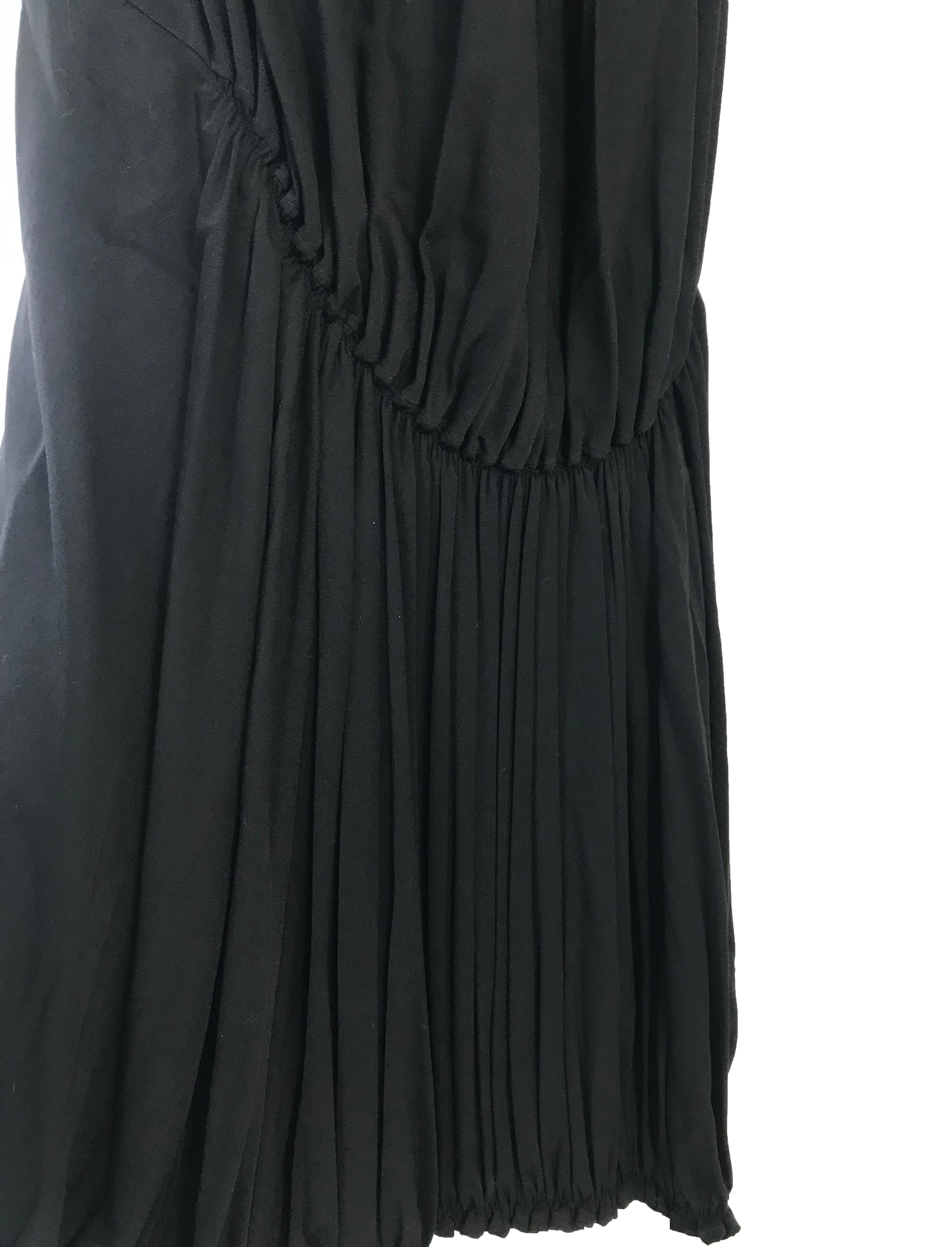Black 1990s Yohji Yamamoto Pleated Hem Gown