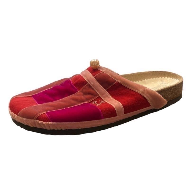 Women's 1990S YOYAGE Red & Pink Velvet Slip On  Shoes For Sale