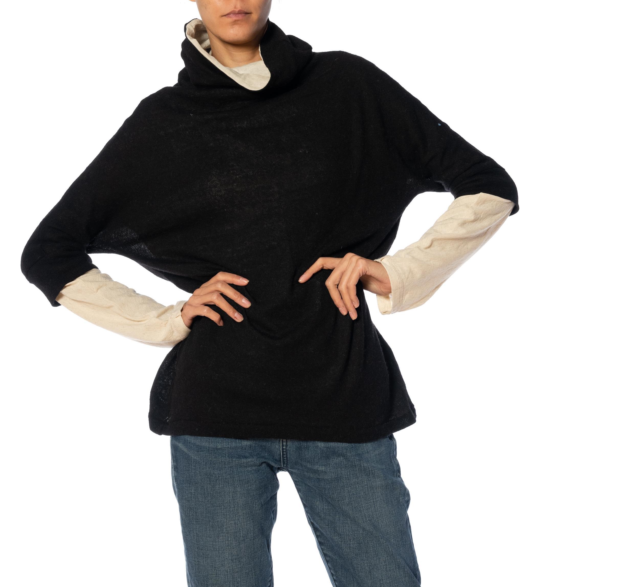 1990S Y’S YOHJI YAMAMOTO Black & Cream Camel Knit Sweater With Cotton / Linen U For Sale 3