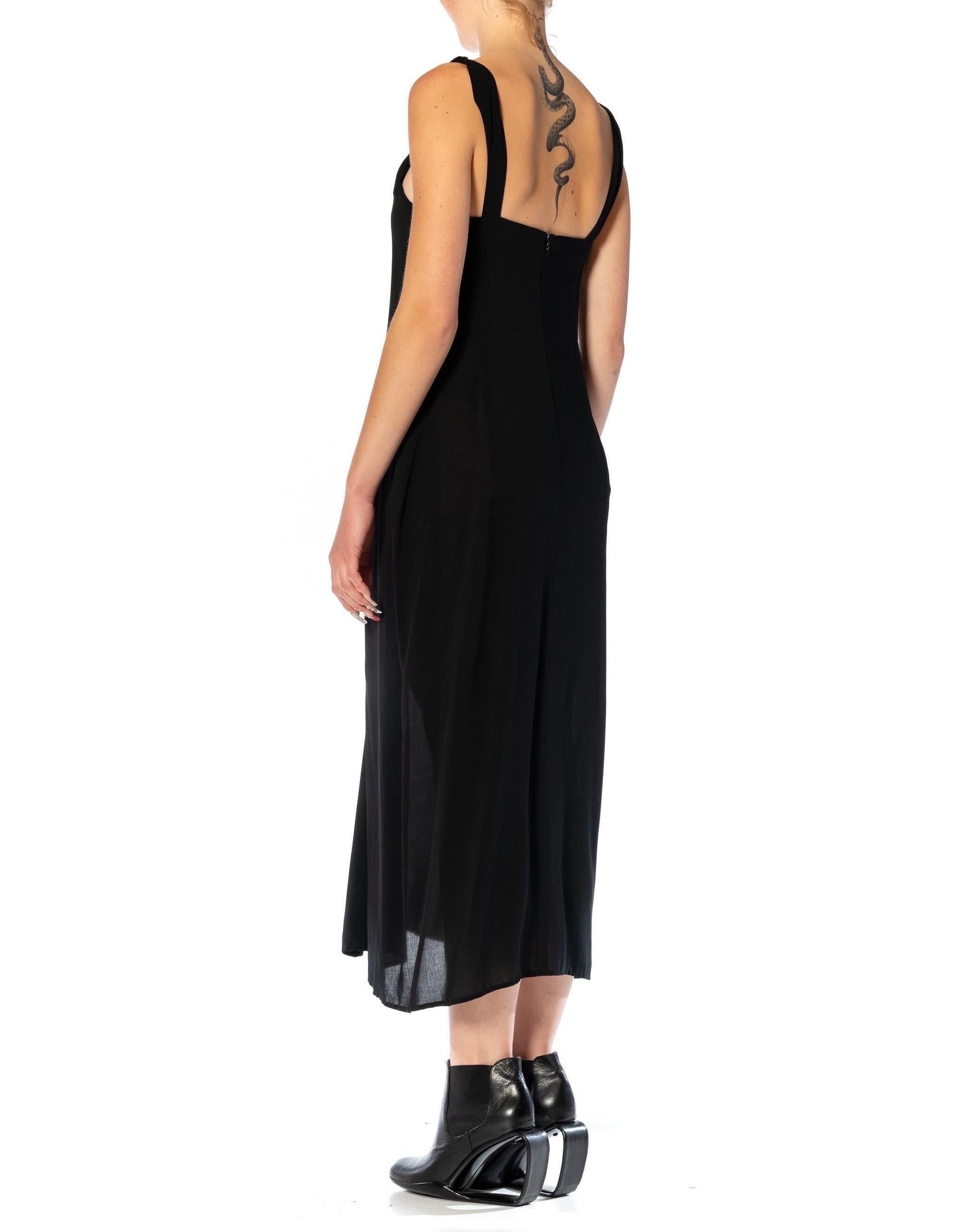 1990S Y’S YOHJI YAMAMOTO Black Wool Cowl Front Dress With Extended Flutter Pane For Sale 6