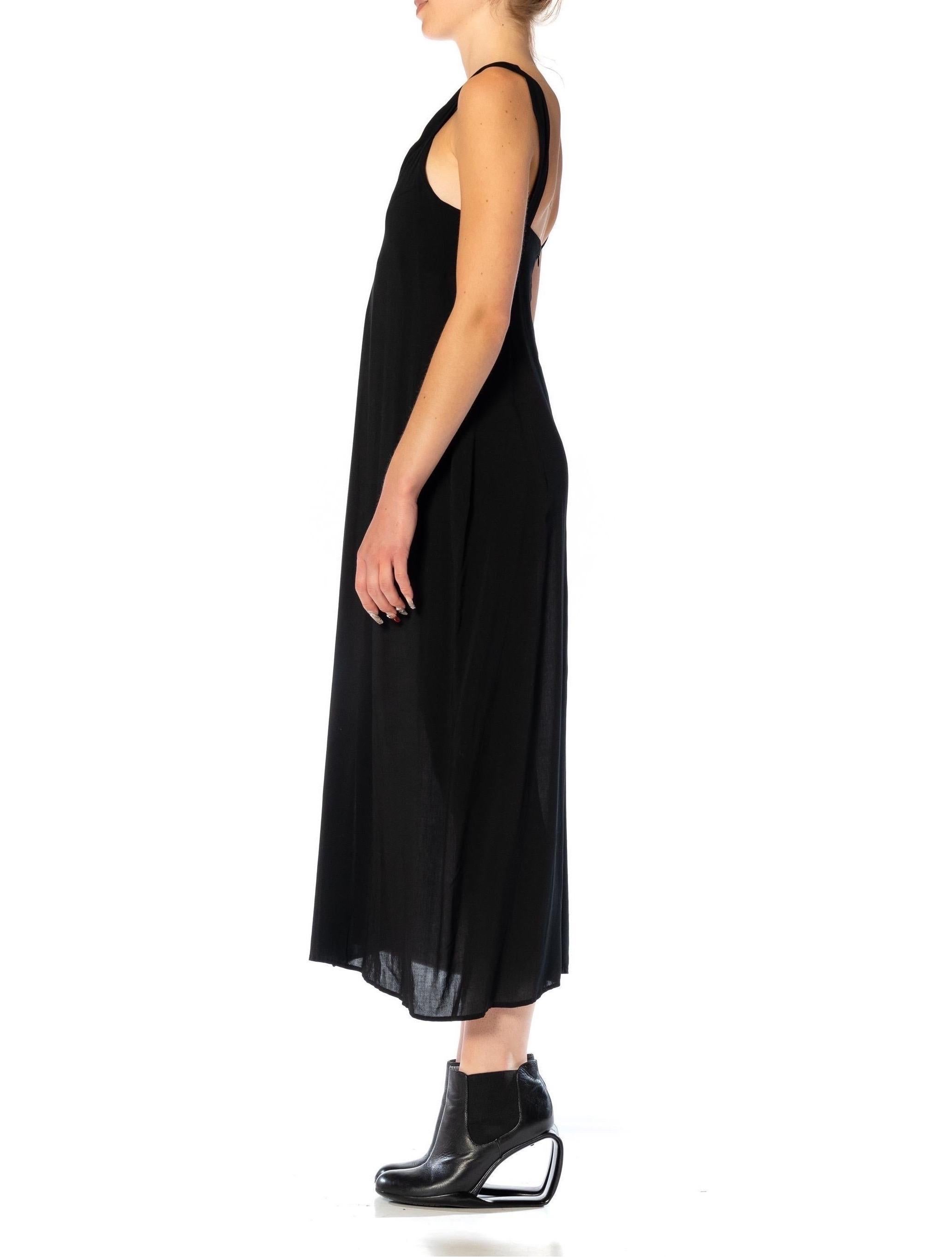 1990S Y’S YOHJI YAMAMOTO Black Wool Cowl Front Dress With Extended Flutter Pane In Excellent Condition For Sale In New York, NY