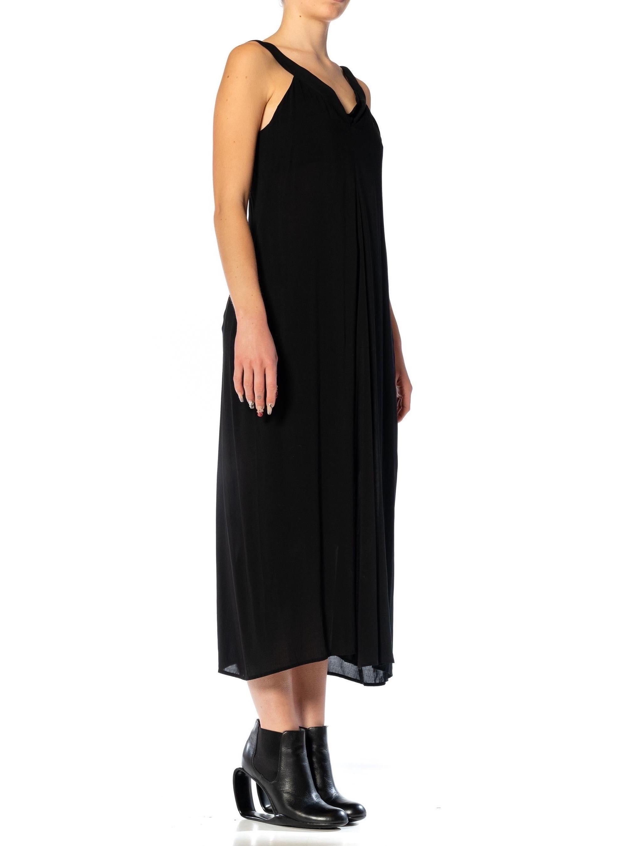 Women's 1990S Y’S YOHJI YAMAMOTO Black Wool Cowl Front Dress With Extended Flutter Pane For Sale