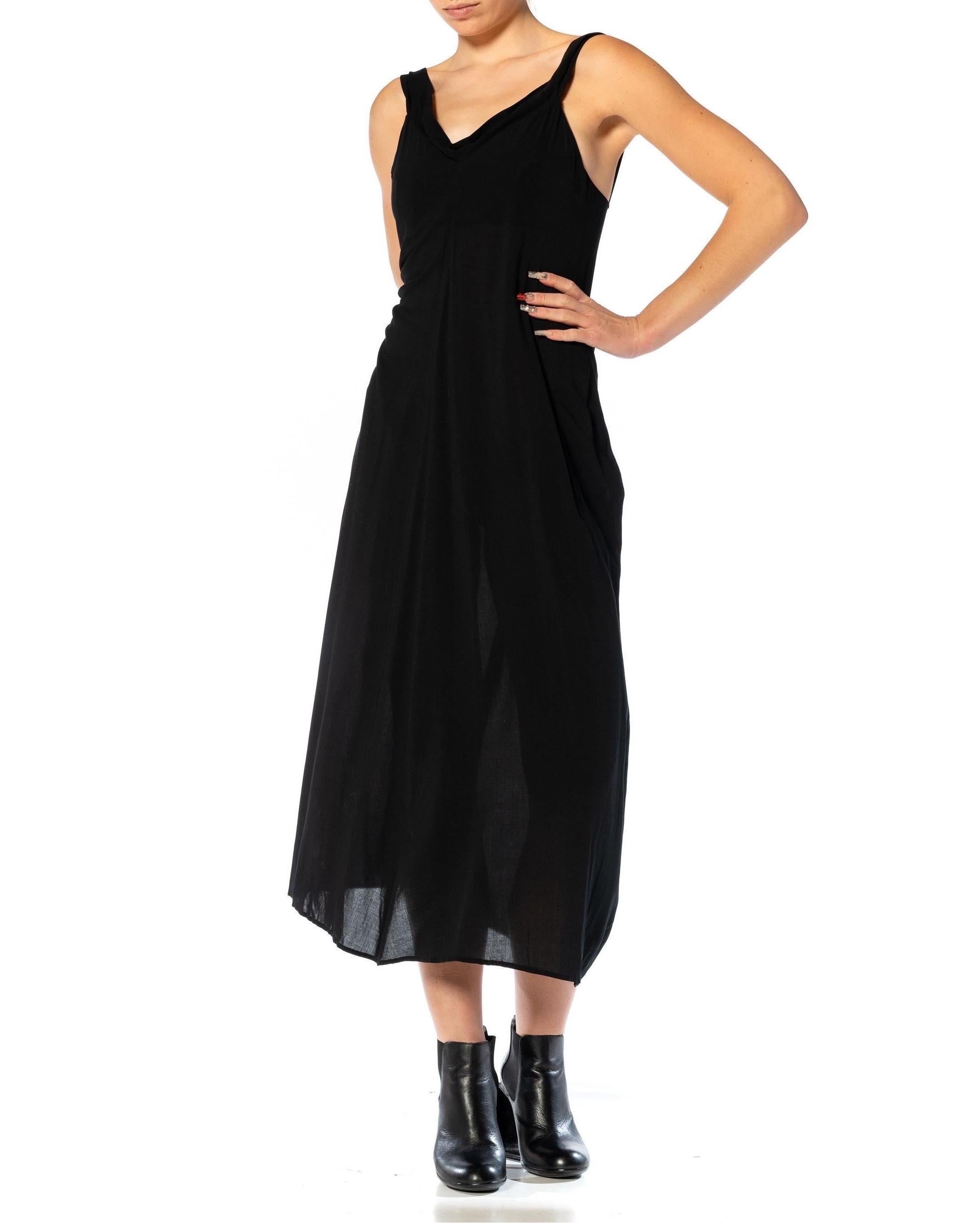1990S Y’S YOHJI YAMAMOTO Black Wool Cowl Front Dress With Extended Flutter Pane For Sale 1