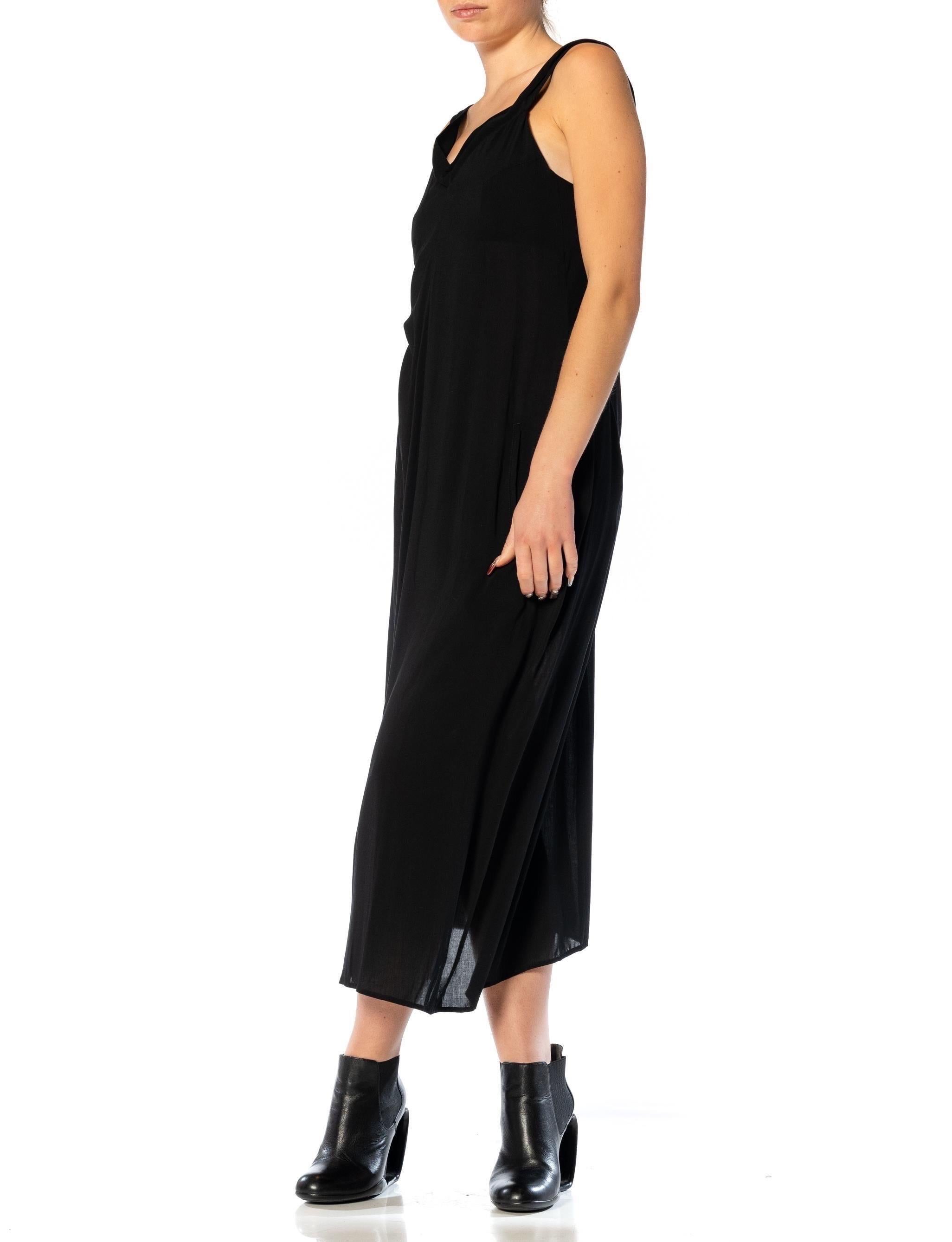 1990S Y’S YOHJI YAMAMOTO Black Wool Cowl Front Dress With Extended Flutter Pane For Sale 2