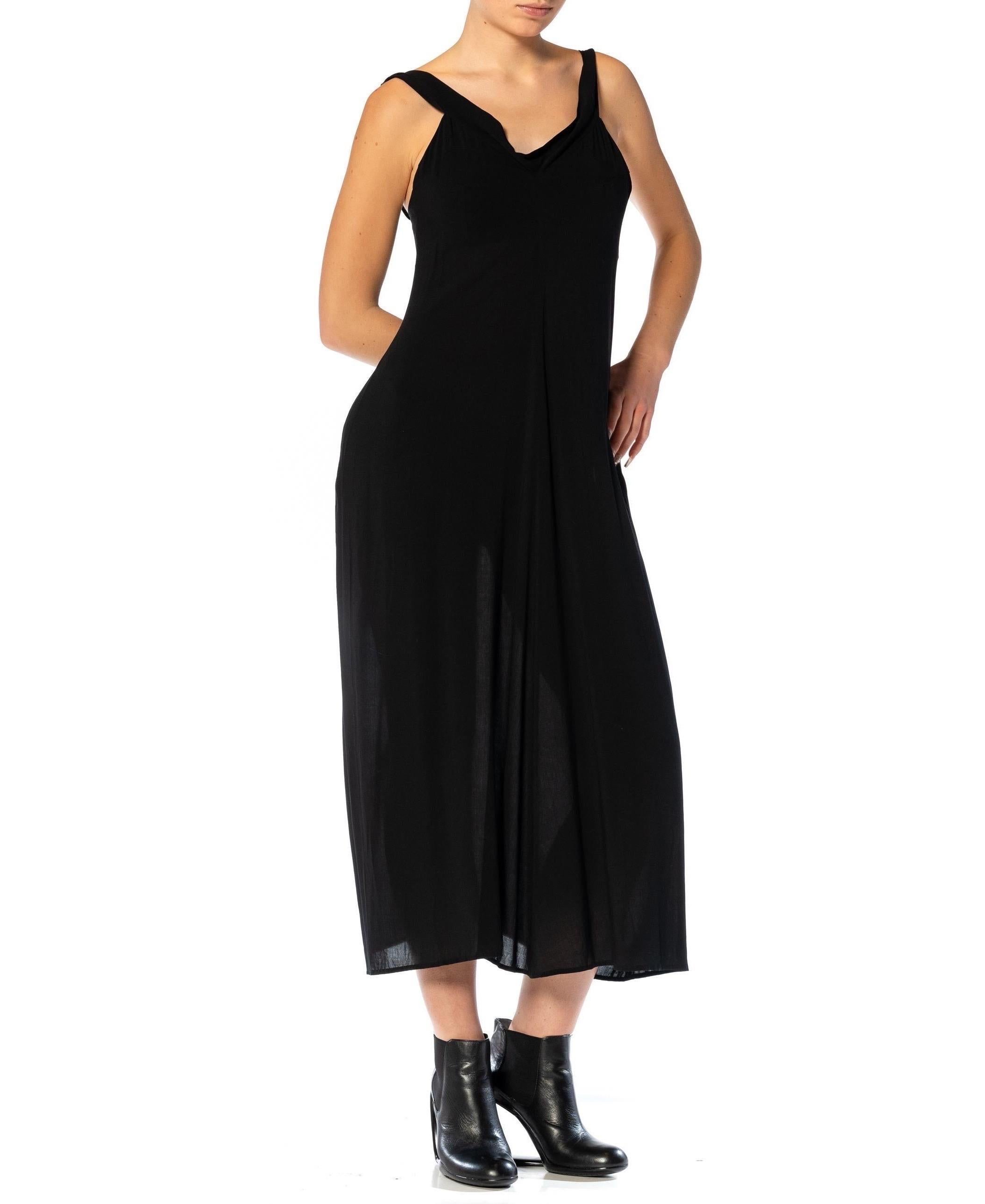 1990S Y’S YOHJI YAMAMOTO Black Wool Cowl Front Dress With Extended Flutter Pane For Sale 3