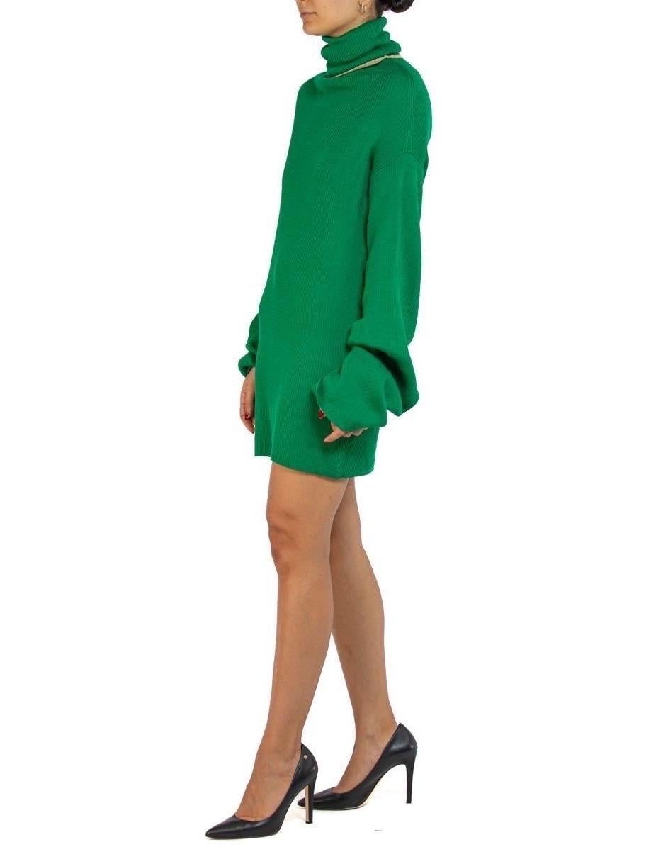 Women's 1990S Y’S YOHJI YAMAMOTO Green Wool Blend Knit Turtleneck Sweater For Sale