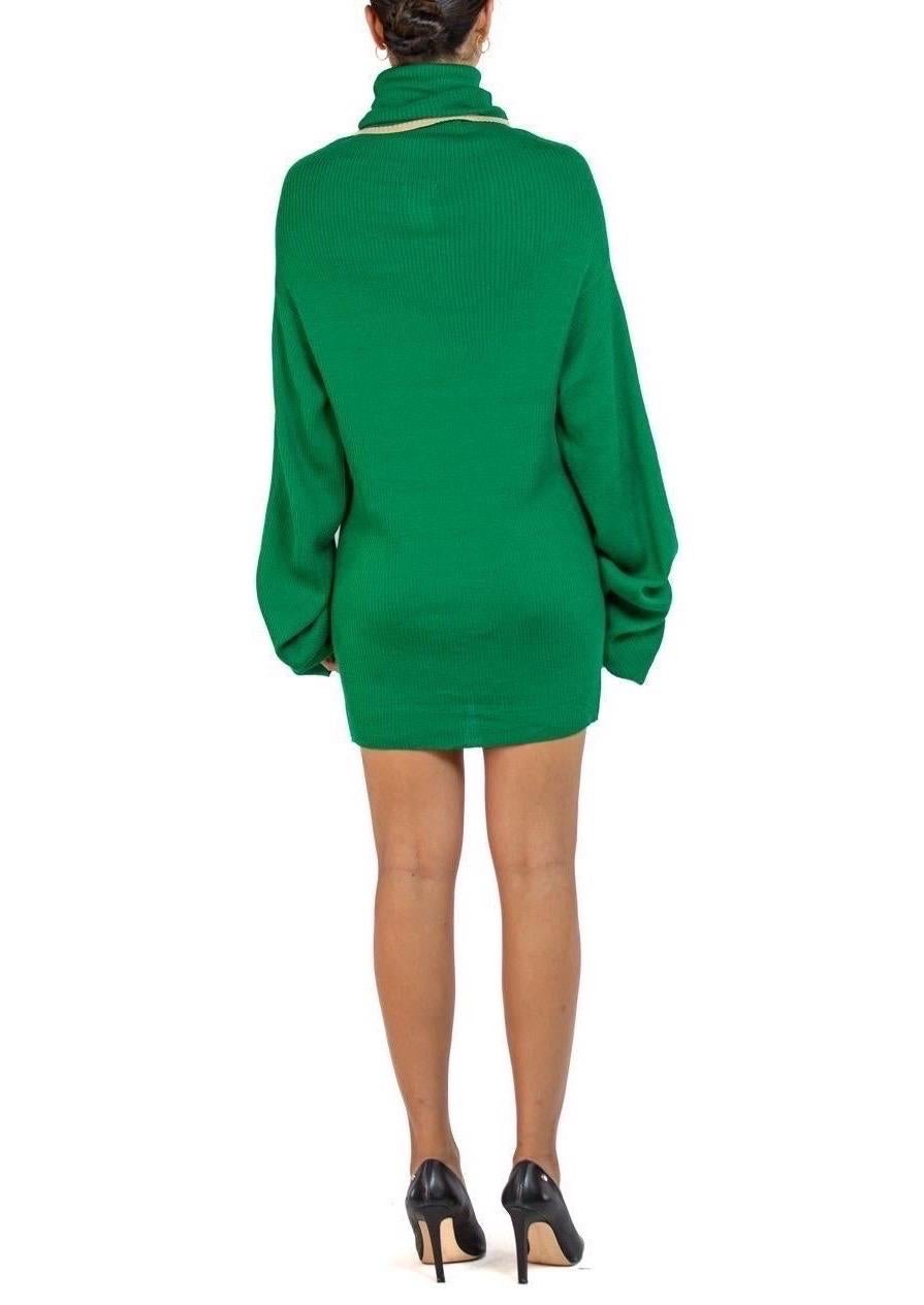 1990S Y’S YOHJI YAMAMOTO Green Wool Blend Knit Turtleneck Sweater For Sale 3