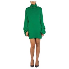 1990S Y’S YOHJI YAMAMOTO Green Wool Blend Knit Turtleneck Sweater