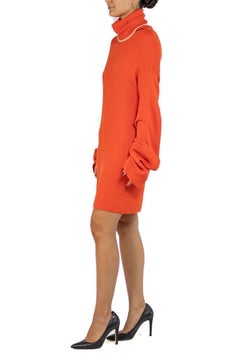 1990S Y'S YOHJI YAMAMOTO Orangefarbener Rollkragenpullover aus Wollgemisch