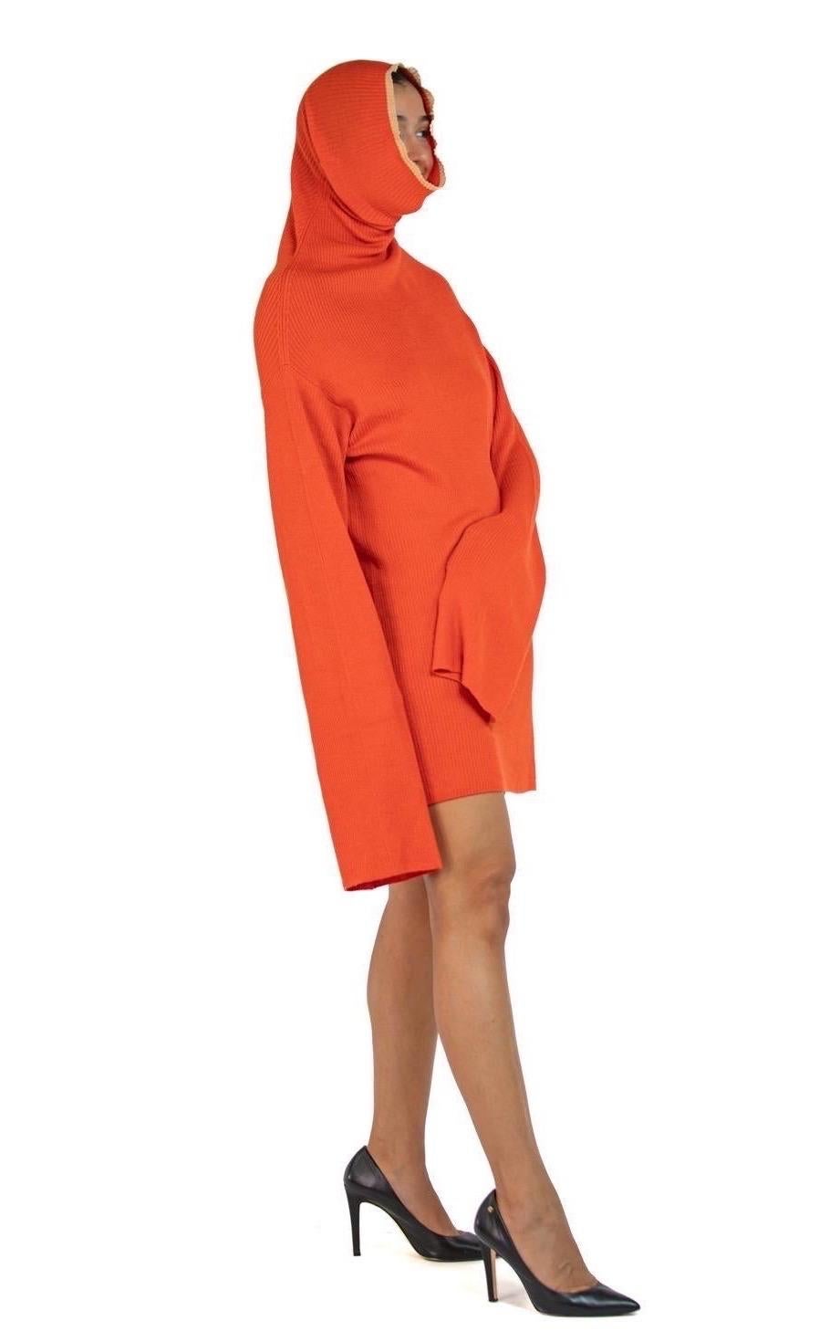 Women's 1990S Y’S YOHJI YAMAMOTO Orange Wool Blend Knit Turtleneck Sweater For Sale
