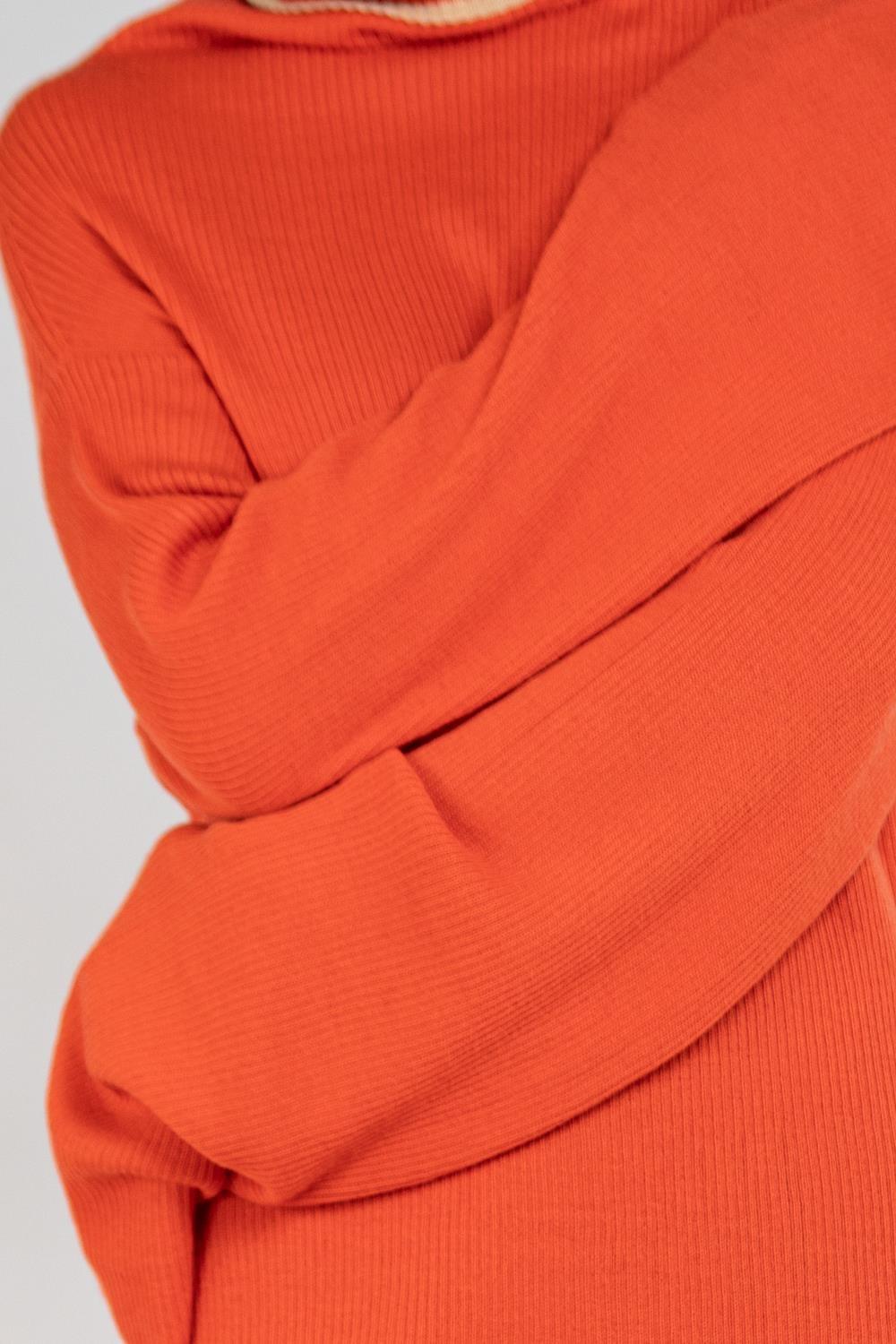 1990S Y’S YOHJI YAMAMOTO Orange Wool Blend Knit Turtleneck Sweater For Sale 6