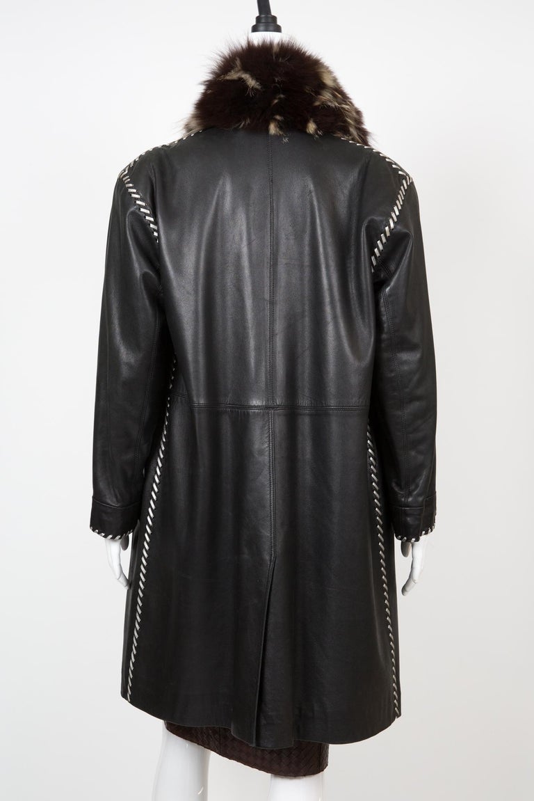 1990s YSL Yves Saint Laurent Black Lambskin Leather and Shearling