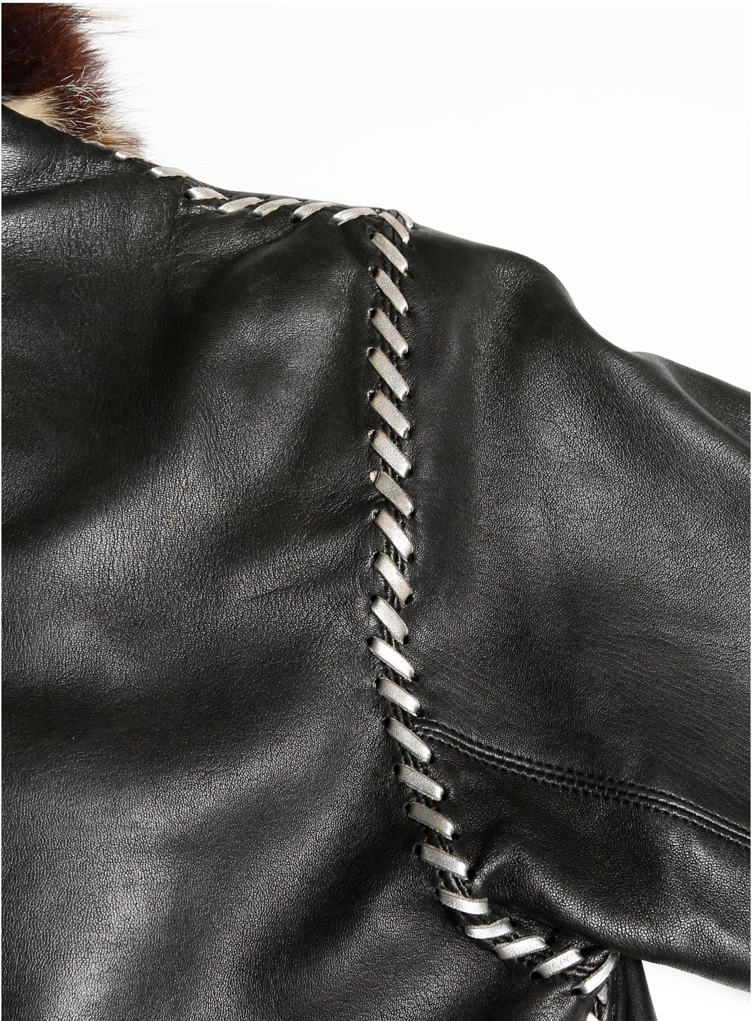 1990s YSL Yves Saint Laurent Black Lambskin Leather and Shearling Coat In Good Condition In Paris, FR