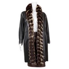 1990s YSL Yves Saint Laurent Black Lambskin Leather and Shearling Coat