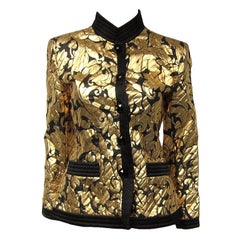Yves Saint Laurent Gold Black Silk Evening Jacket 42- 1990s YSL
