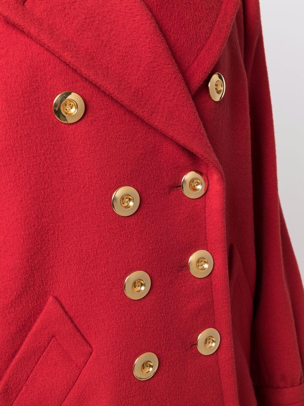 1990s YSL Yves Saint Laurent Red Wool Coat  In Good Condition For Sale In Paris, FR