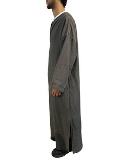 1990S YUME Grey Linen V Neck With Pockets Kaftan