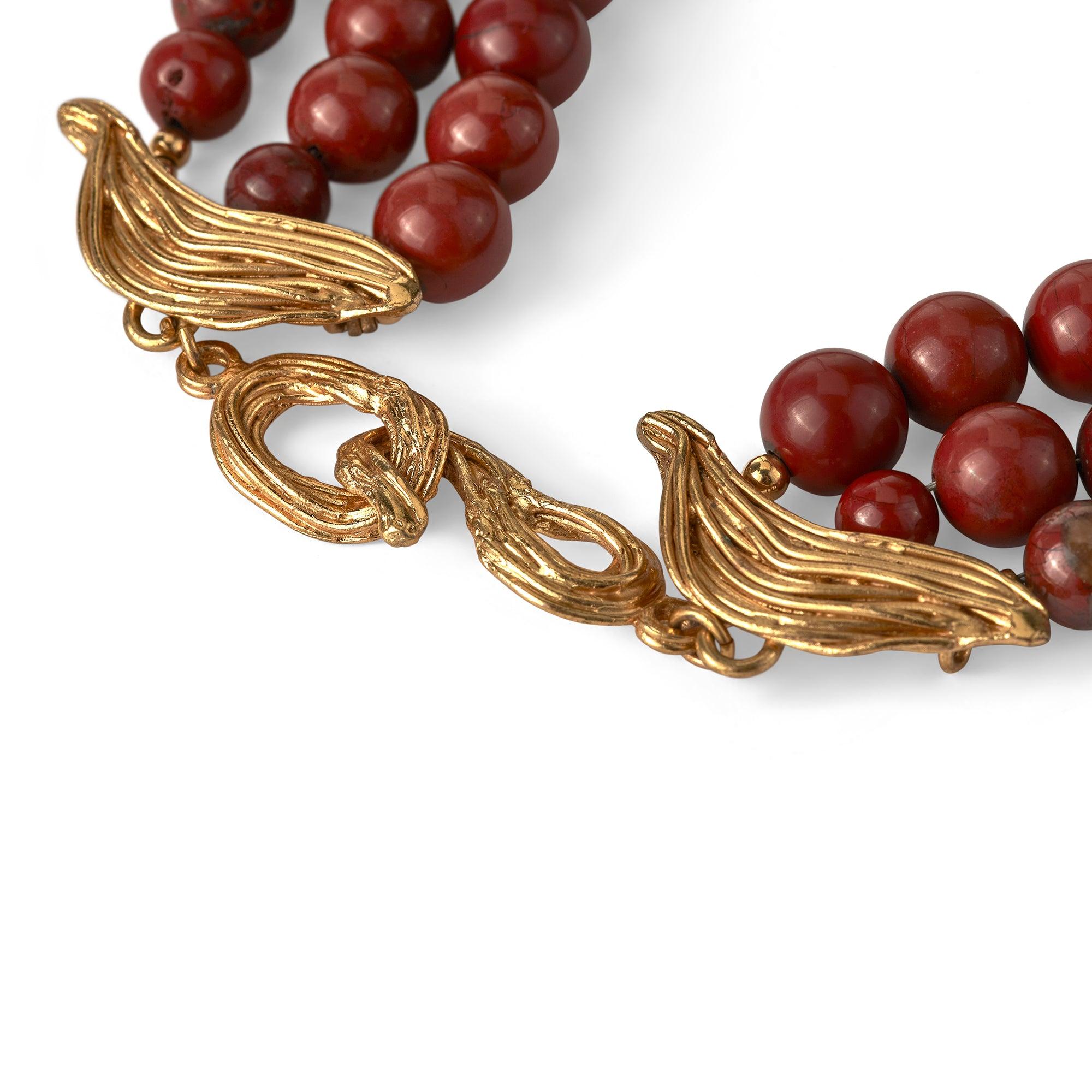 1990s Yves Saint Laurent Agate Beaded Necklace with Gold Sun Pendents In Excellent Condition For Sale In London, GB