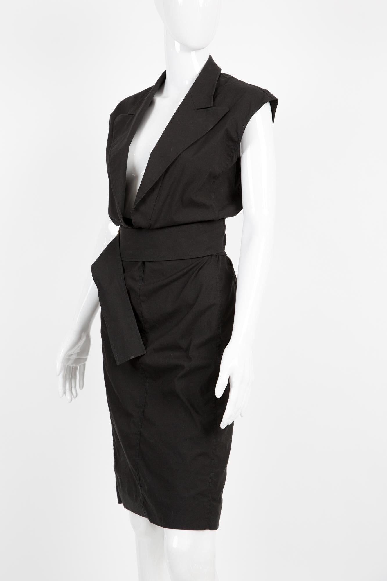 1990s Yves Saint Laurent Black Cotton Dress In Excellent Condition In Paris, FR