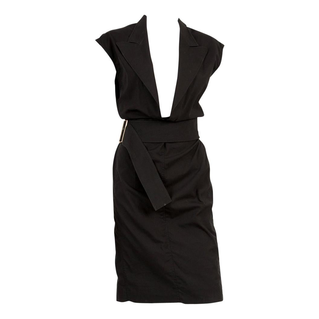1990s Yves Saint Laurent Black Cotton Dress