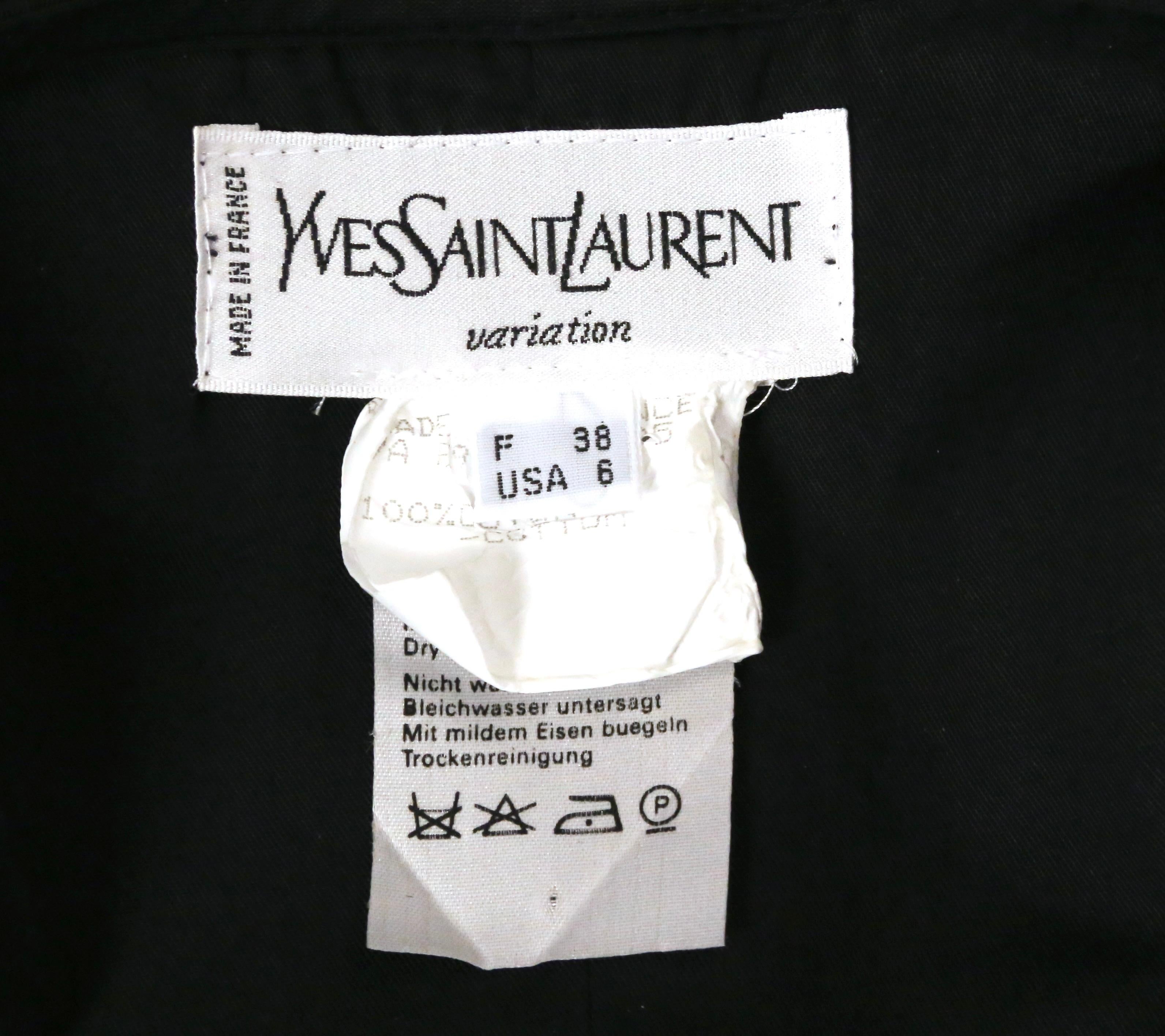 1990's YVES SAINT LAURENT black & floral lace up corset top For Sale 6