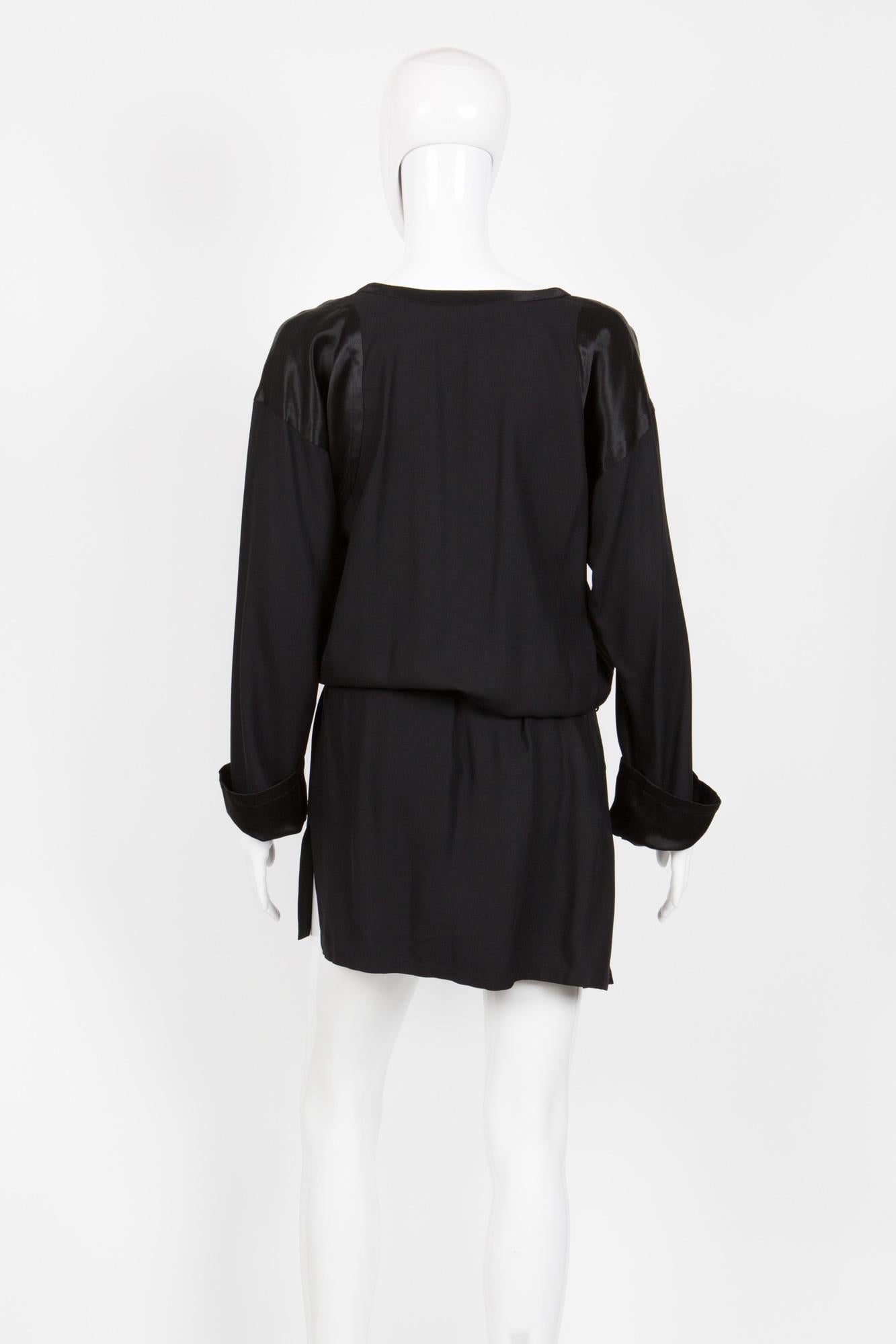 Women's 1990s Yves Saint Laurent Black Fluid Short Dress