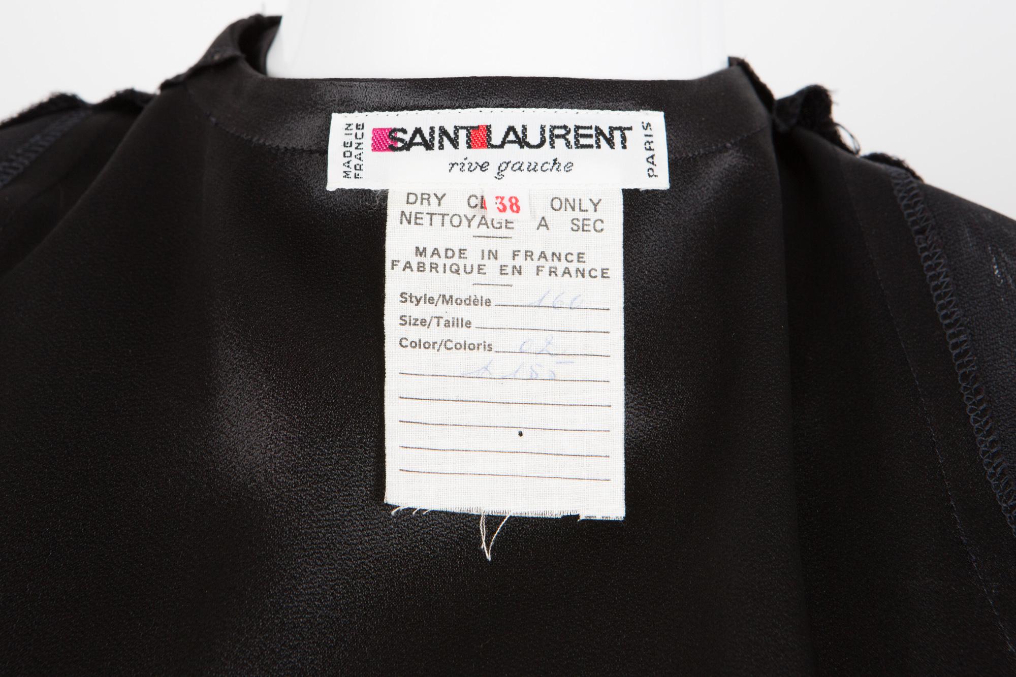 1990s Yves Saint Laurent Black Fluid Short Dress 1