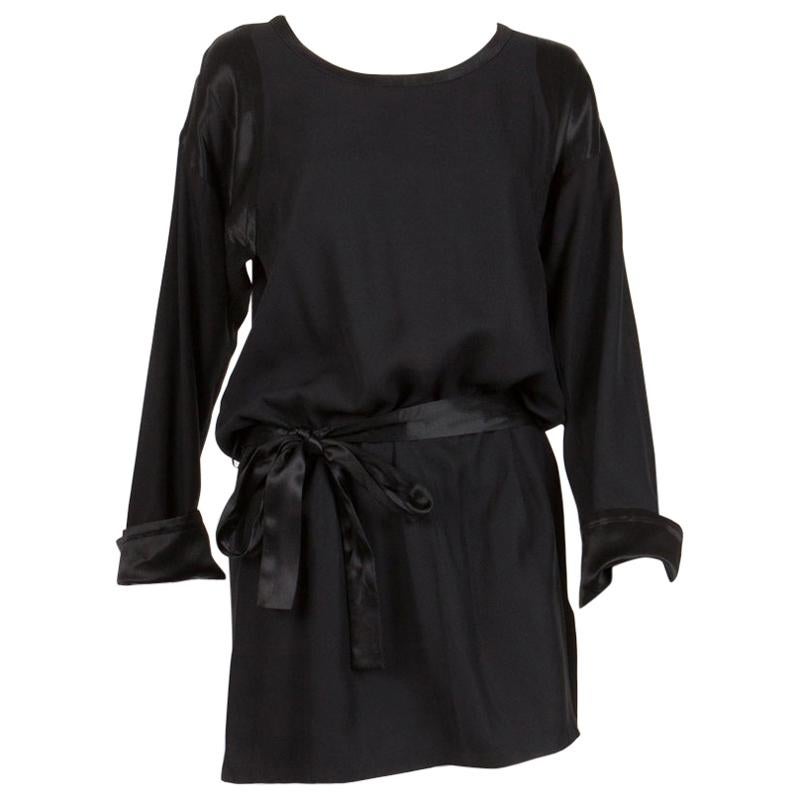 1990s Yves Saint Laurent Black Fluid Short Dress