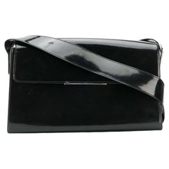 1990s Yves Saint Laurent YSL Black Patent Leather Shoulder Bag