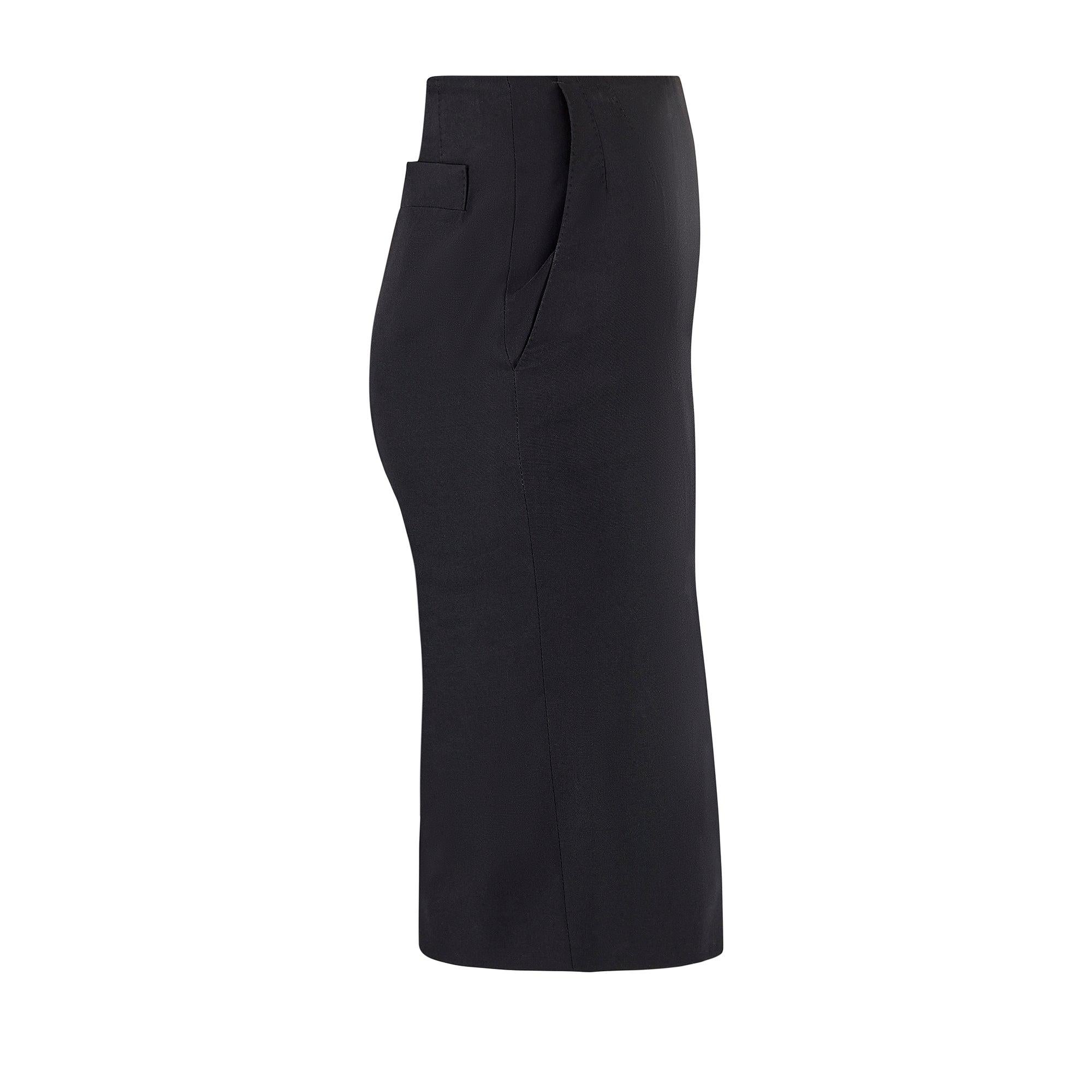 1990s Yves Saint Laurent Black Single Breasted Wool Skirt Suit For Sale 1