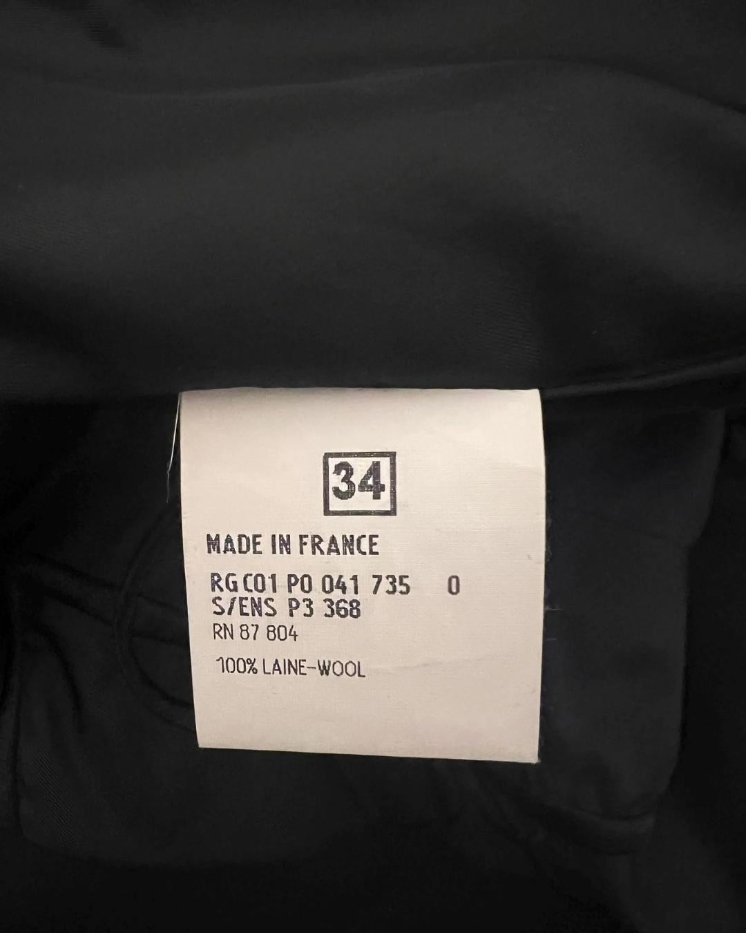 1990s Yves Saint Laurent Black Single Breasted Wool Skirt Suit For Sale 5