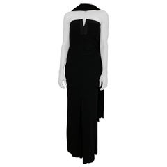 1990s Yves Saint Laurent Black Strapless Jersey Gown 