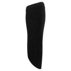 1990s Yves Saint Laurent Black Stretch Ribbed Knit Asymmetric Maxi Skirt FR42