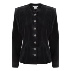 Vintage 1990s Yves Saint Laurent Black Velvet Jacket with Filigree Buttons