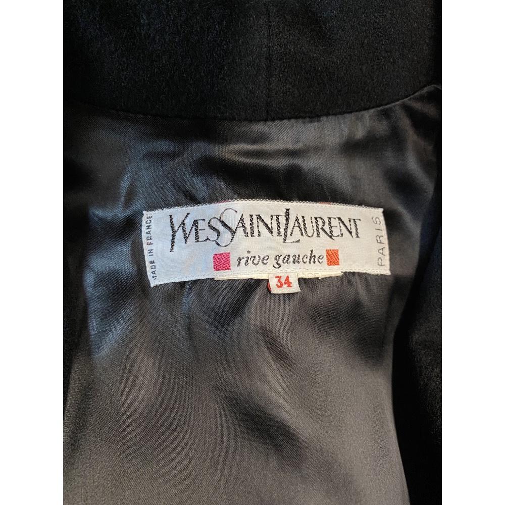 1990s Yves Saint Laurent Black Wool Coat For Sale 2