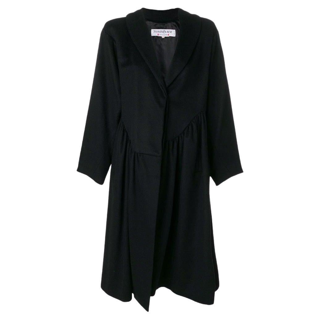 1990s Yves Saint Laurent Black Wool Coat For Sale