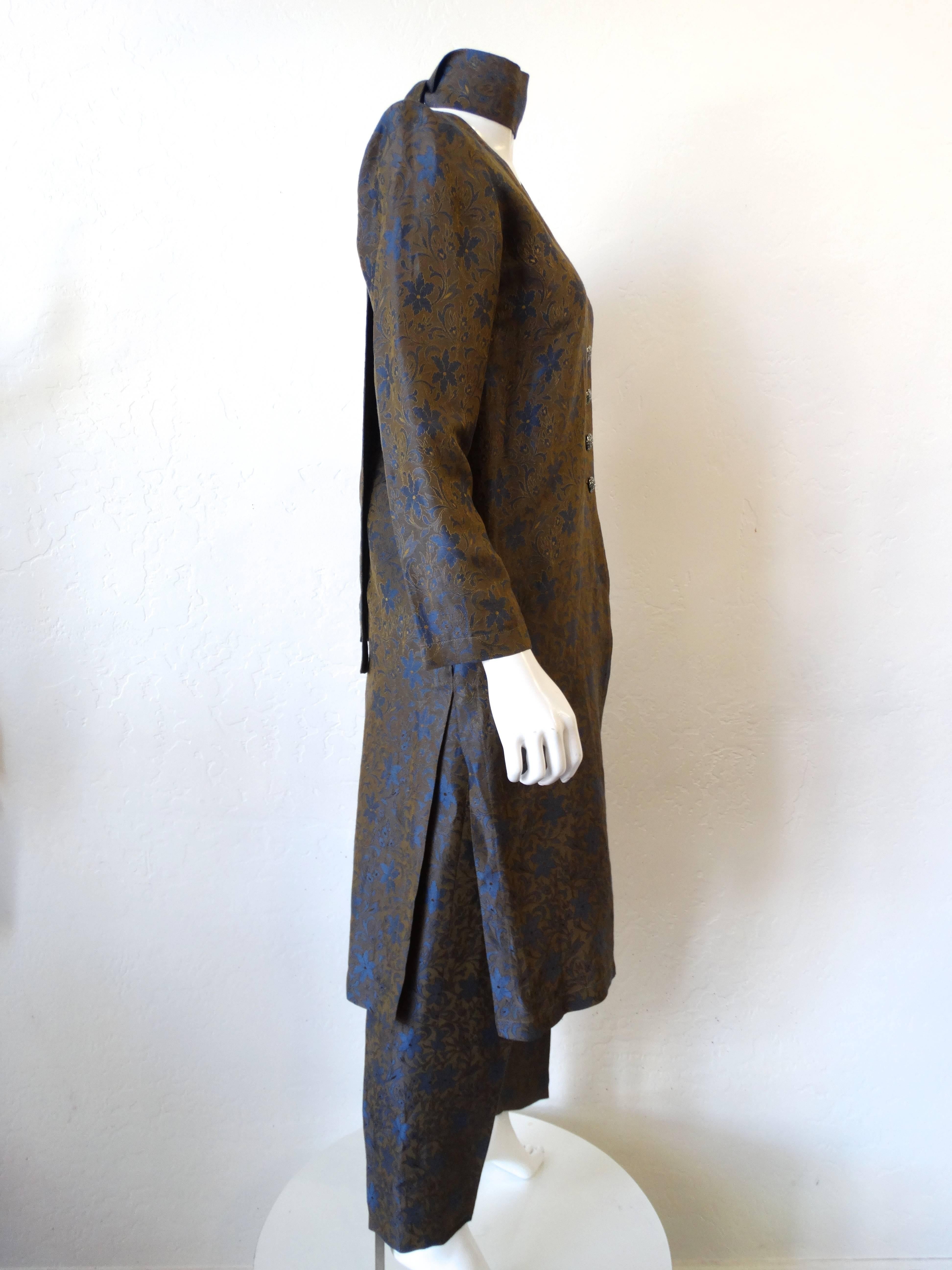 Women's 1990s Yves Saint Laurent Brocade Trouser Suit Set 
