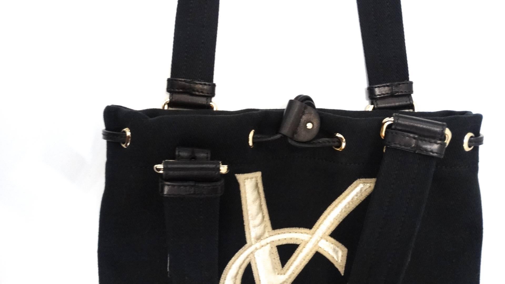 Yves Saint Laurent Canvas and Leather Tote, 1990s  In Excellent Condition In Scottsdale, AZ