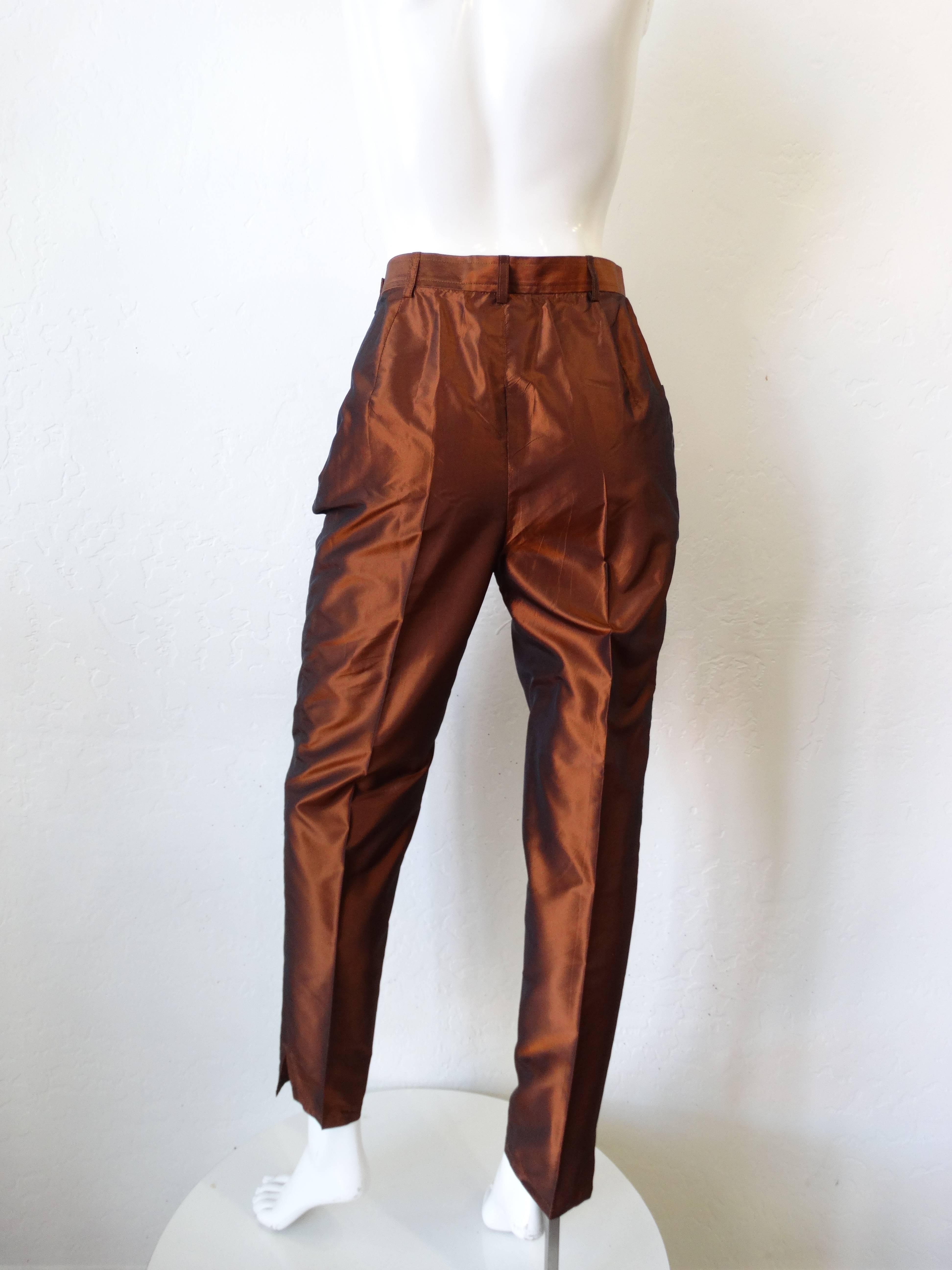 Brown 1990s Yves Saint Laurent Copper Shiny Pants 