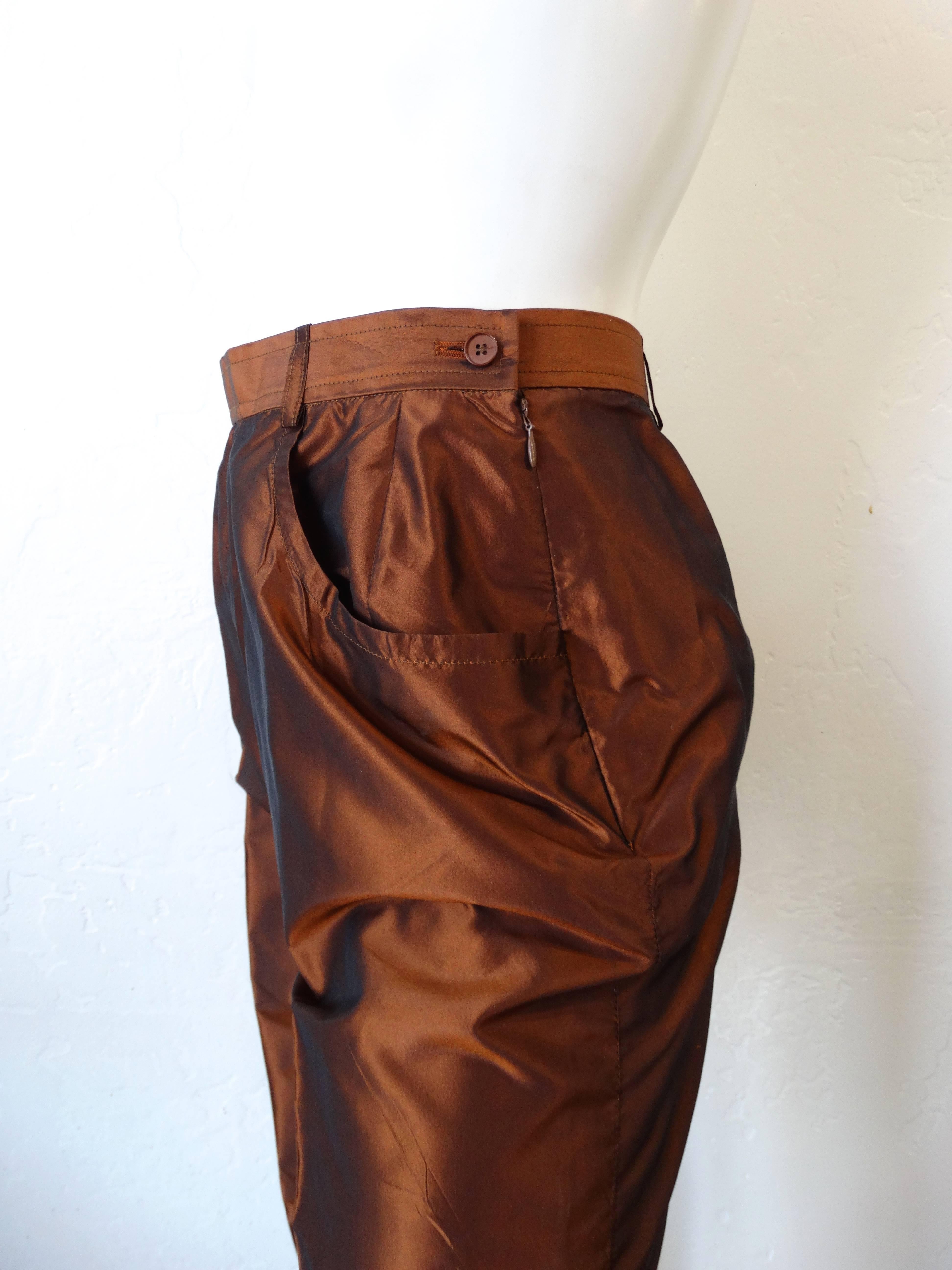 Women's 1990s Yves Saint Laurent Copper Shiny Pants 