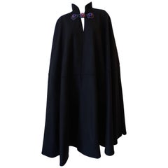 1990s Yves Saint Laurent Dramatic Jeweled Black Cape